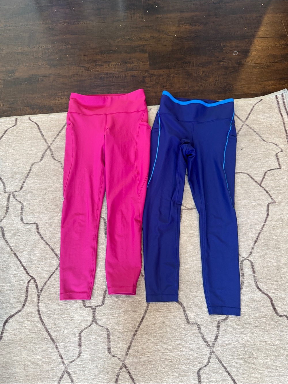 Athleta Leggings 7/8 length in Hot Pink and Blue